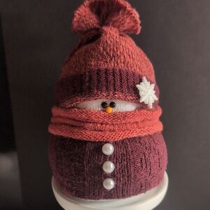 Cute Knit Snowman Decor with Hat and Scarf